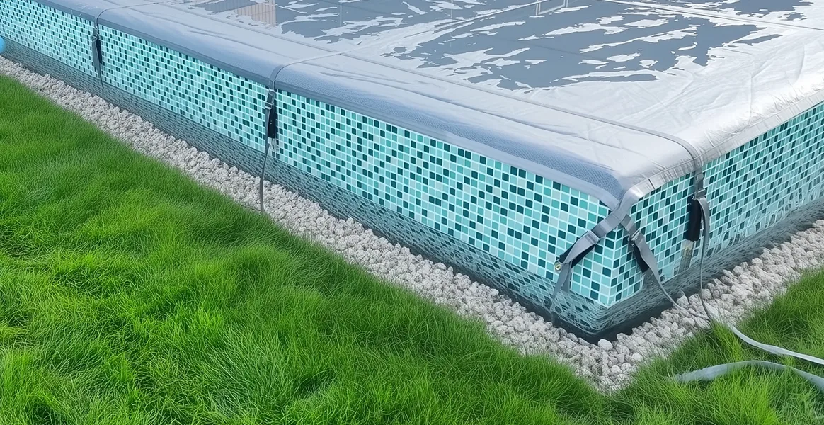 Покрывало для бассейна под снегом — защита зимой в Нефтекамске